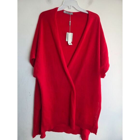 NWT In Cashmere Women Red 100% Cashmere Tunic Cardigan/Sweater size Large/XL - Picture 2 of 9